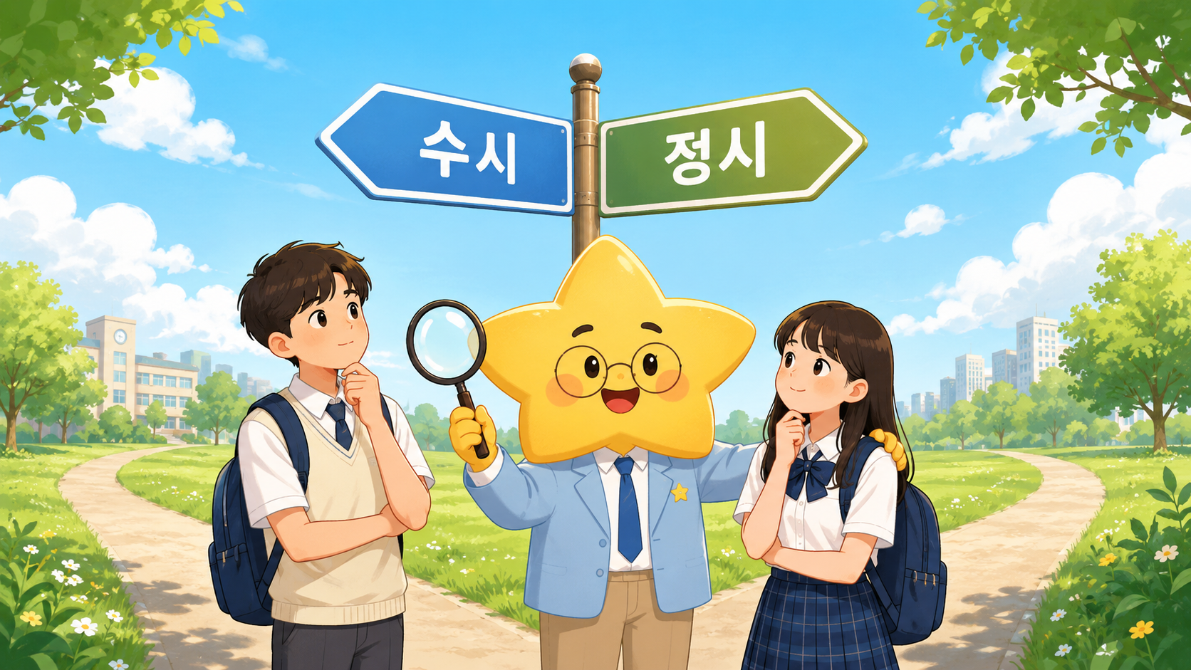 수시와 정시 사이에서 대학입시 전략을 고민하는 고등학생