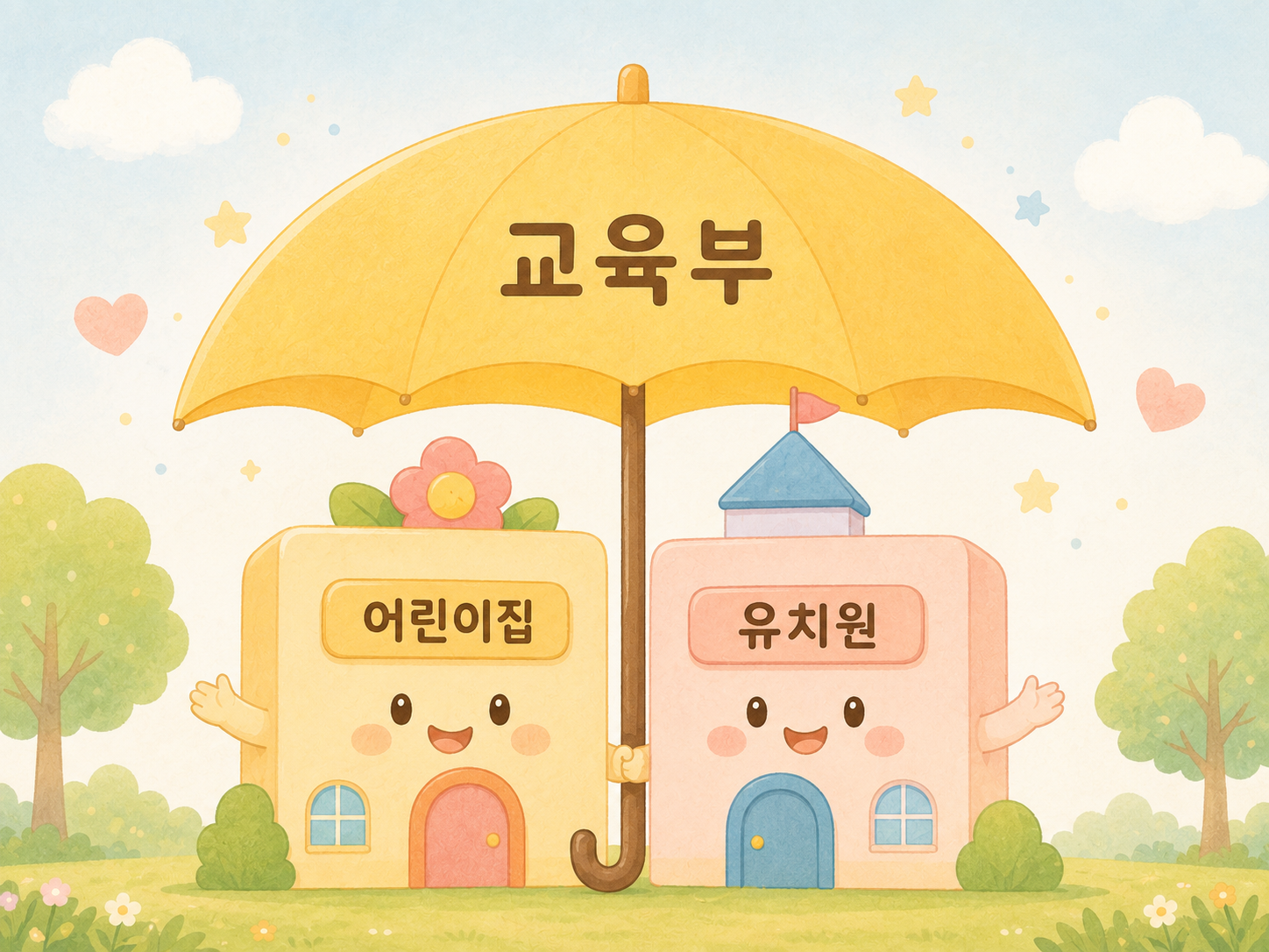 유보통합 정책에 따라 교육부가 어린이집과 유치원 정책을 함께 담당하는 모습