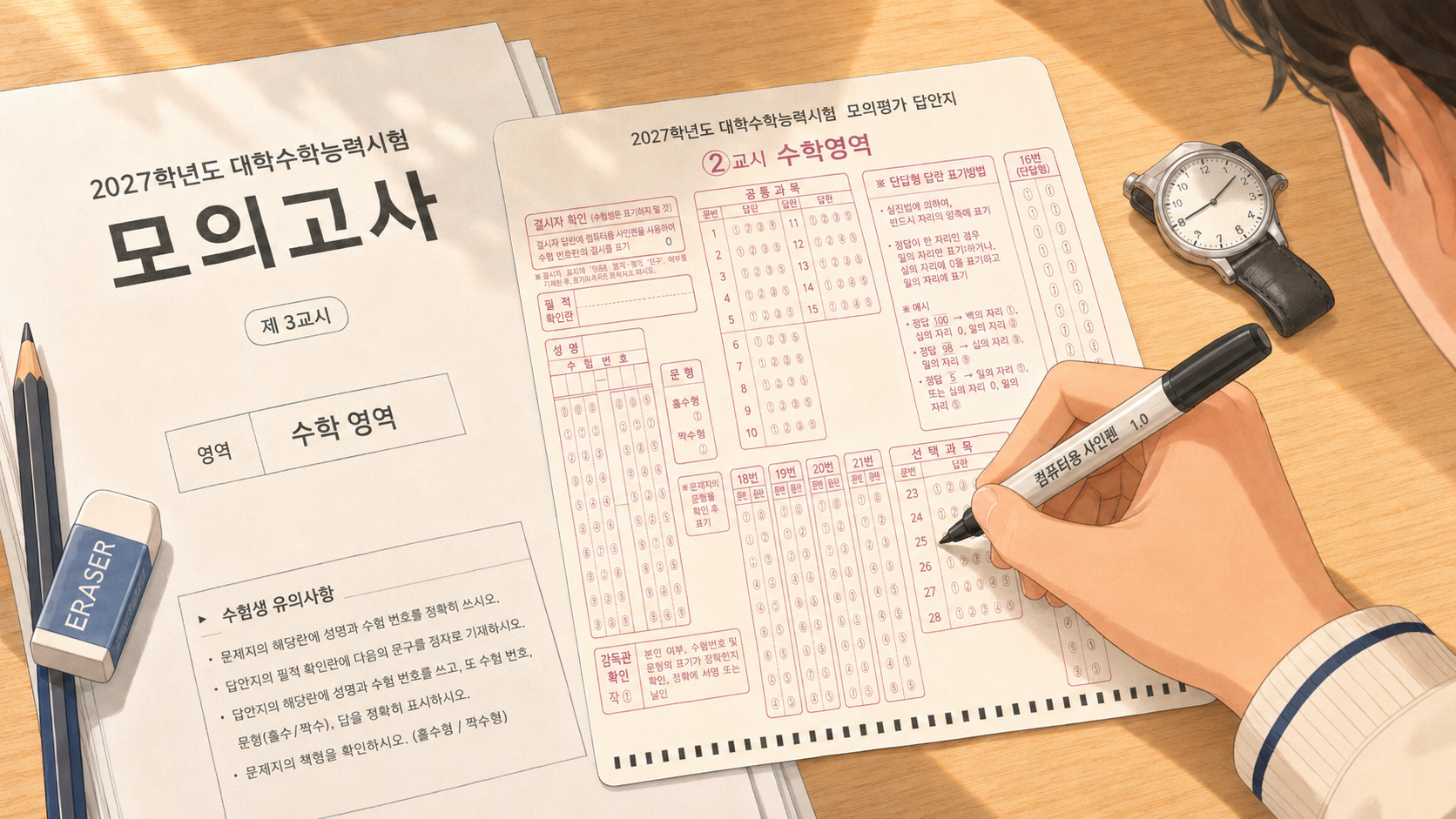 대학 수시 준비를 위해 학교생활기록부와 세부능력 및 특기사항을 확인하는 모습